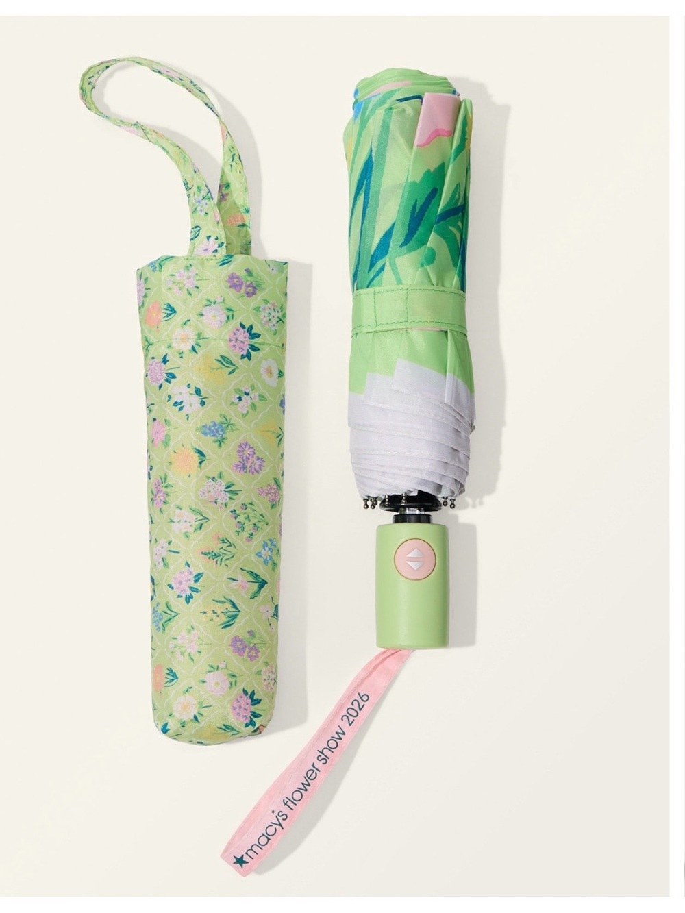BRAND NEW MACY’S 2026 FLOWER SHOW AUTO OPEN & CLOSE FLORAL TRAVEL UMBRELLA ☂️ 💐